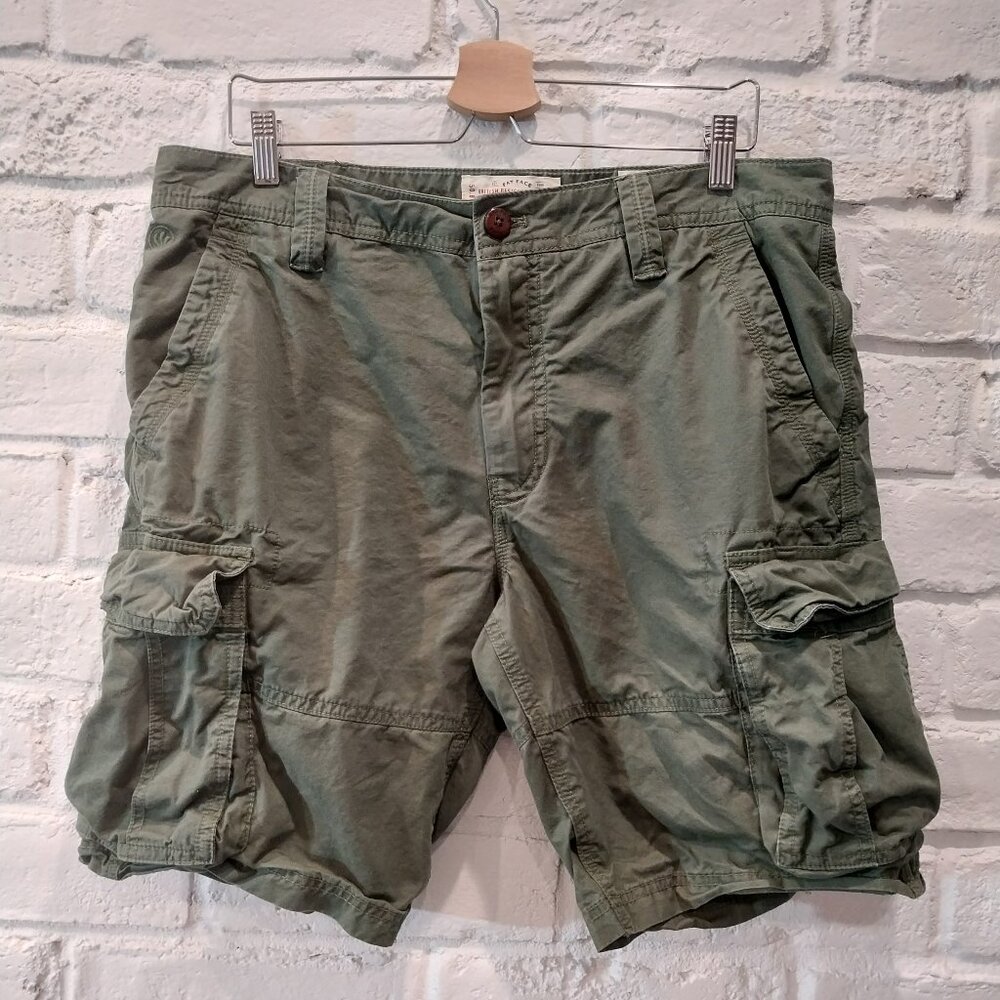 Fat Face Cargo Shorts Men W 34 Army Olive Green  FatFace Casual Summer 9" Inseam